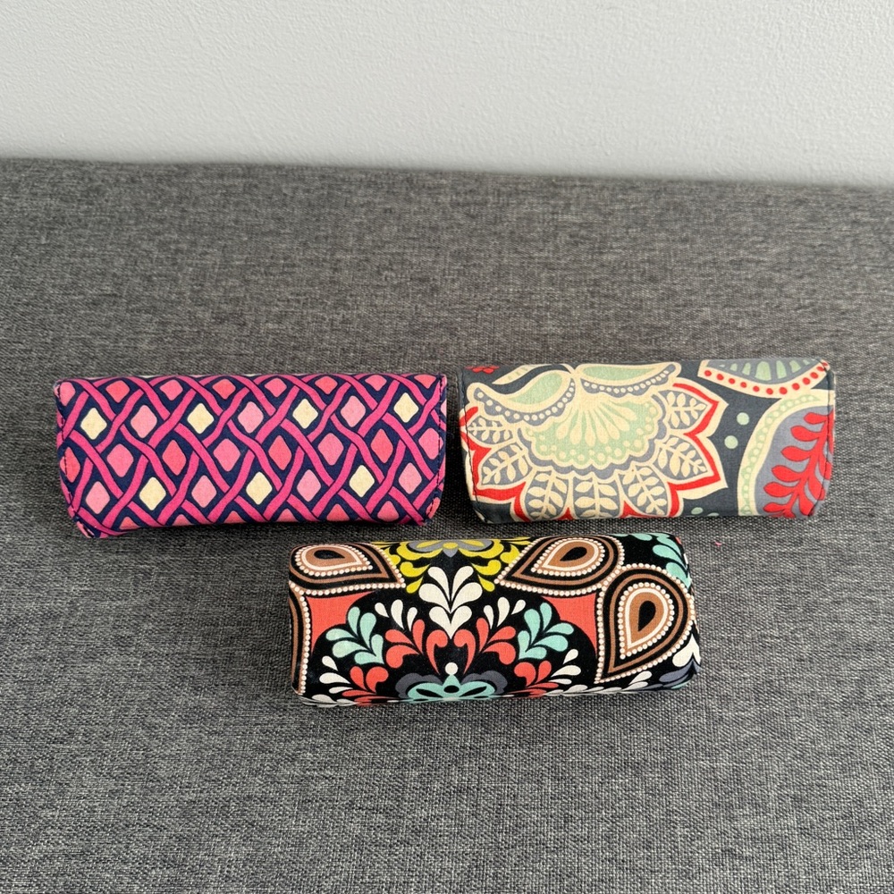 Vera Bradley Lot of 3 Fabric Glasses Sunglasses Cases Magnetic FLAWS PLEASE READ